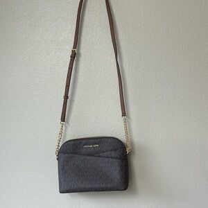 Michael Kors Jet Set Travel Medium Dome Brown Logo Crossbody Bag